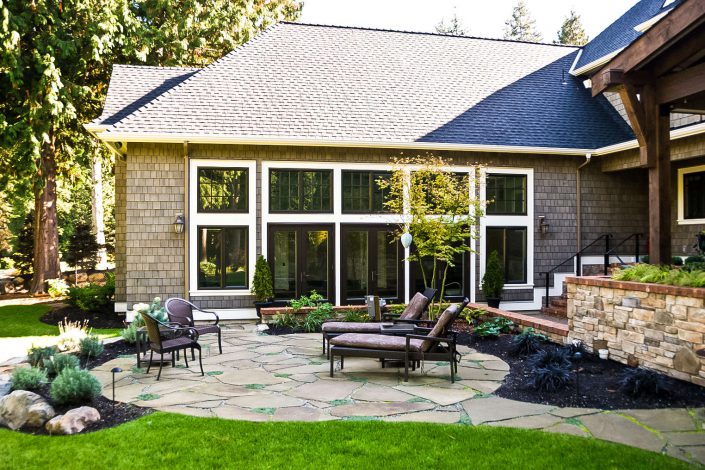 A photo of the back patio and interior pool of the country estate home in surrey bc Photo courtesy of David Johnson.