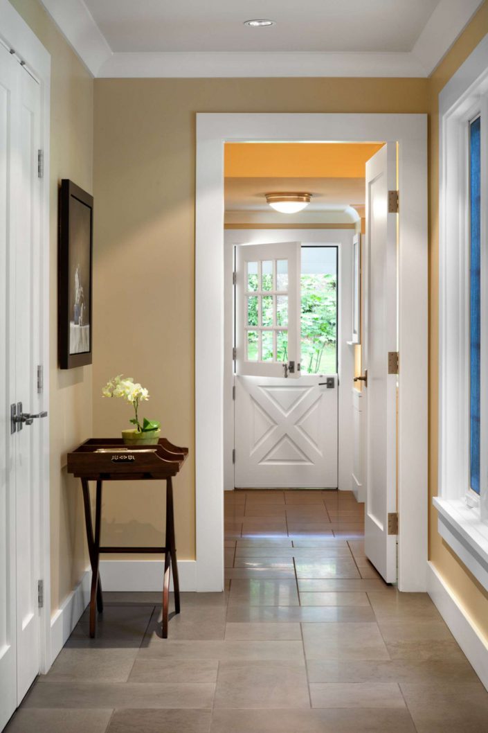 A photo of the entry door of the country classic home built by Surfside construction inc.