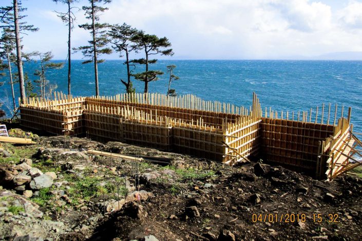 A photo of the foundation framing of the lighthouse home as built by surfside construction inc.
