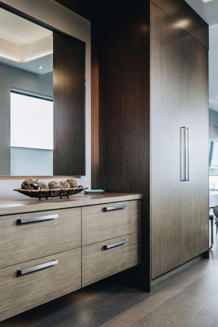 A photo of some of the cabinets in the hillside modern home as built by surfside construction inc.