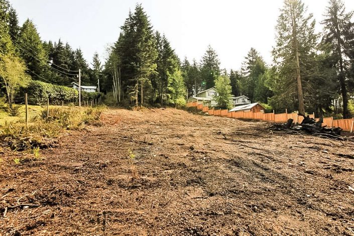 A photo of Lot 29 in Shirley BC all cleared ready to build by surfside construction inc.
