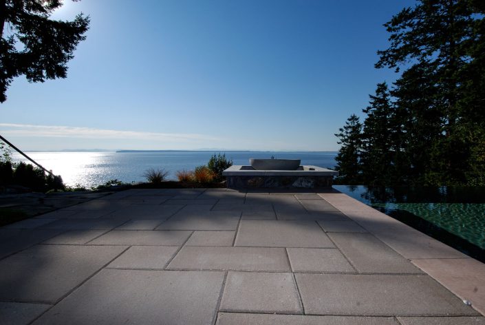 A photo of the beautiful view of the pacific ocean from the patio of the crescent bluff home as built by surfside construction inc.